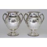 A Pair of 19th Century Plated Two-Handled Urn Pattern Wine Coolers of "Neo Classical" Design, with