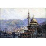 Violet Rawlins (19th/20th Century) - Oil painting - "Tiberias - Sea of Galilee from Balcony