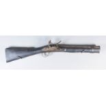 A Late 18th/Early 19th Century Indian Blunderbuss, 15ins plain steel barrel with Jaipur Armoury