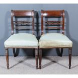 Two Pairs of George III Mahogany Dining Chairs, with panelled crest rails, one pair with X-pattern