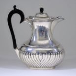 A Late Victorian Silver Oval Hot Water Pot, by Samuel Walton Smith, Birmingham 1894, with gadroon