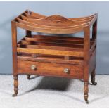 A Late George III Mahogany Four-Division Canterbury, with dished top, fitted one drawer, on turned