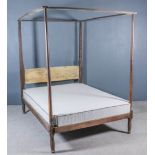 An 19th Century 4ft 6ins Oak Four Poster Bed in the Shaker Manner, with slender turned columns and