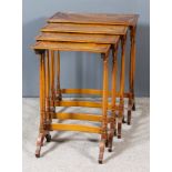 A Nest of Four Mahogany Rectangular Occasional Tables of "George III" Design, the tops inlaid in