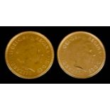Two Elizabeth II Sovereigns 2002 (shield back) and 2005 (St. George and dragon), both uncirculated