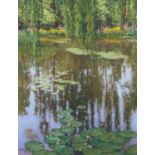 ***Lionel Aggett (1938-2009) - Pastel - "Reflections Giverny", 25ins x 19ins, signed in red, in gilt