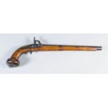 A 19th Century .65 Calibre Ottoman Percussion Pistol (no makers name), 12.5ins plain steel barrel,