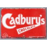A "Cadbury's Chocolate" Enamel Advertising Sign, Early 20th Century, in red and white, 12ins x