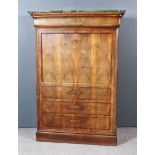 A 19th Century Continental "Empire" Figured Mahogany Secretaire a Abattant with Green Veined