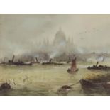 Mrs Waller Fox (19th Century English School) - Pair of watercolours - "St. Paul's from the River"