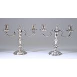 A Pair of Elizabeth II Silver Two Branch Candelabra of "18th Century" Design, by William Comyns &