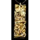 A Gold Coloured Metal Rectangular Pendant, formed from a collection of crushed jewellery, 20mm