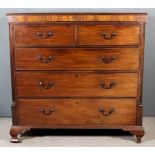 A George III "North Country" Mahogany Chest, with moulded edge to top, the frieze inlaid with oval