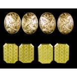 A Pair of 18ct Gold Cufflinks and a Pair of 12.5ct Gold Cufflinks, the 18ct cufflinks of octagonal