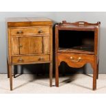 A George III Mahogany Enclosed Washstand and a George III Mahogany Tray Top Bedside Cabinet, the