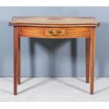 An Early George III Mahogany Serpentine Fronted Tea Table, the folding top with moulded edge,