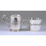 A Victorian Silver Christening Mug and a George V Silver Christening Mug, the Victorian mug by