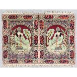 A Rare Kirman Darvish Rug finely woven in colours with twin images of a seated figure within
