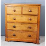 A Victorian Mahogany Chest with Panel Sides, with moulded edge to top, fitted two short and three