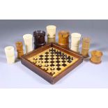 A Rare British Chess Company of Stroud Boxed Travelling Chess Set of Boxwood and Ebony, Late 19th