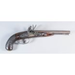 A Good Late 18th/Early 19th Century .65 Calibre Double Barrelled Flintlock Pistol by Wilson, 10ins