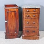 A Victorian Mahogany Bedside Cabinet and One Other Tray Top Bedside Cabinet, one with grey flecked