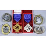 Two Second World Ward German Faithful Service Medals for Twenty-Five and Forty Years, six