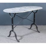 A White Flecked Marble and Wrought Iron Rectangular Occasional Table, 20th Century, the top with