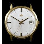 A Marvin Wristwatch, 1960's, 18ct Gold Cased, Serial No. 0518621, the white dial with black and gold