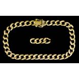 An 18ct Gold Flat Curb Link Bracelet, with four spare links, 242mm overall, gross weight 47g
