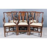 A Set of Six Dining Chairs of "Country Chippendale" Design, (including two armchairs), with shaped