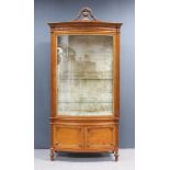 A Late 19th/Early 20th Century French Satinwood and Parcel Gilt Bow Front Display Cabinet of "