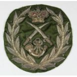 A Rifle Brigade Colour Sergeant's Arm Badge, Circa Early 1800s, worked in silver thread on green