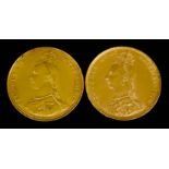 Two Victoria 1887 and 1890 Jubilee Head Sovereigns, both fine