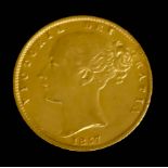 A Victoria 1857 Young Head Shield Back Sovereign, fair/fine