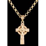 A 9ct Gold Belcher Chain and Celtic Cross Pendant, Modern, the belcher chain 457mm overall, the