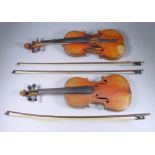 A French Style Violin, Late 19th/Early 20th Century, with figured two-piece back, 14ins, (