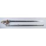 A Good Victorian Naval Officers Dress Sword, 33ins bright steel blade bearing royal cypher and