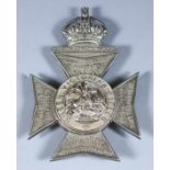 A Silvery Metal Cross Belt - Queen Victoria's Rifles, WWI, with battle honours and South African