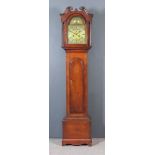 An 18th Century Oak Longcase Clock, the 12ins square brass dial with associated arch engraved "