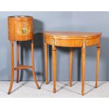 A Painted Satinwood Semi Circular Card Table of "Edwardian" Design and A Similar Jardiniere, the
