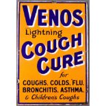 A "Venos Cough Cure" Enamel Advertising Sign, Early 20th Century, in blue, white, black and