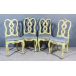 A Set of Four Late 19th/Early 20th Century Continental Cream Painted Highback Occasional Chairs