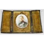 An Oval Miniature Portrait of a Junior Officer of the King's Royal Rifle Corps, late 19th Century,