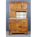 The Barnet Kitchen Cabinet - A 1930's Oak Finish Two-Tier Kitchen Cabinet, the upper part with