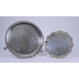 A Victorian Silver Circular Salver and a George V Silver Circular Waiter, the salver by Daniel &