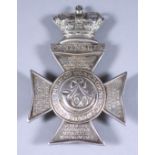 An Extremely Rare Silver Cross Belt Plate - The Duke of York's Own 1st Rifle Corps, 1827, with