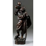 19th Century Continental School - Bronze figure of St. Christopher carrying the infant Christ, on