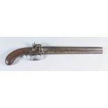 A 19th Century .52 Calibre Over and Under Percussion Double Barrelled Pistol, (no makers name),