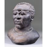 A Terracotta Bust of Dingane ka Senzangakhona (circa 1795-1840), King of the Zulu, signed and
